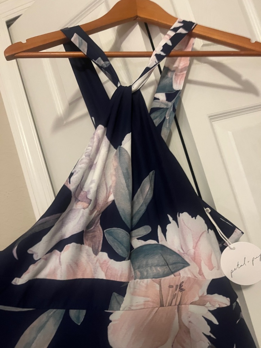 Petal & Pup Navy Floral Halter Midi Dress with Pink Bloom - Picture 6 of 7